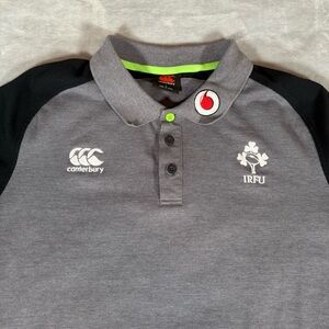 Canterbury IRFU Ireland Rugby Polo Shirt Mens L Slim Fit VapoDri Gray